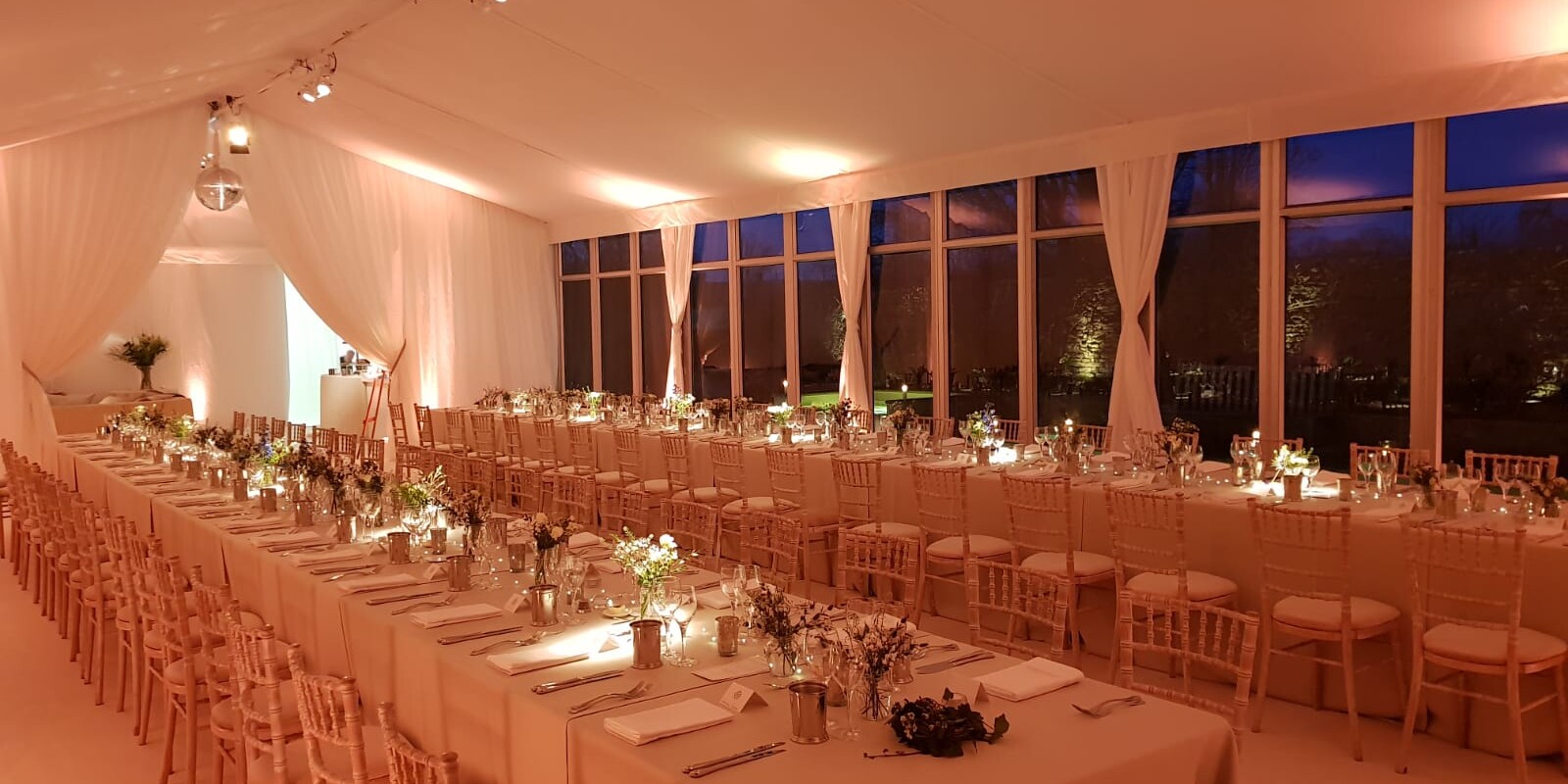 Flat Ivory Custom Linings In A Private Dining Marquee