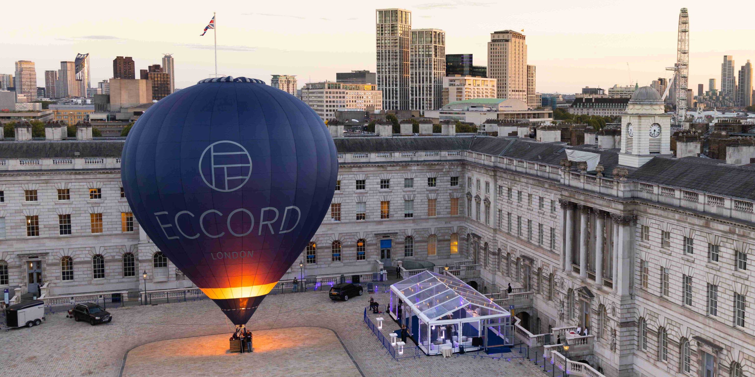 Hot Air Balloon Tethered into Somerset House - Marquee by Key Structures